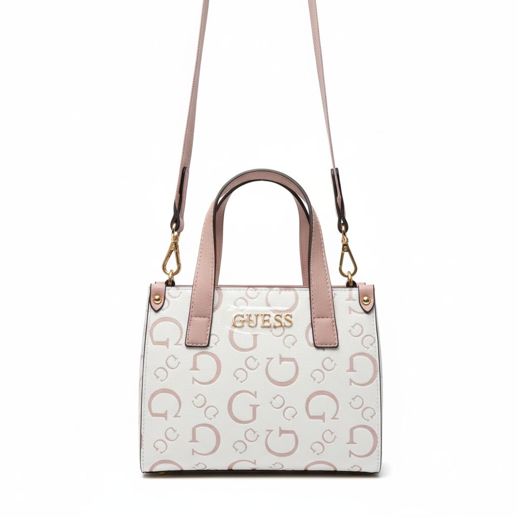 Crossbody Guess color palo rosa con blanco