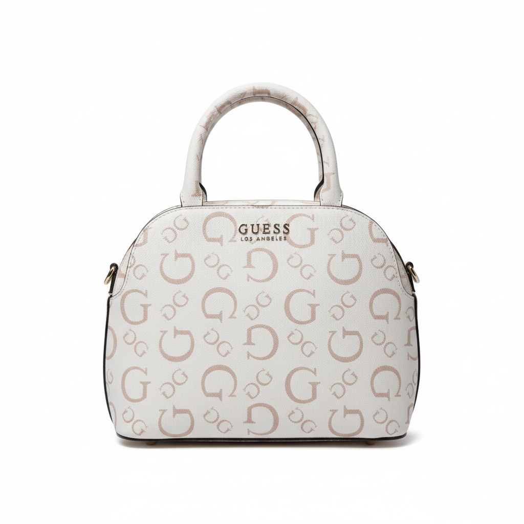 Baul Guess color blanco con palo rosa