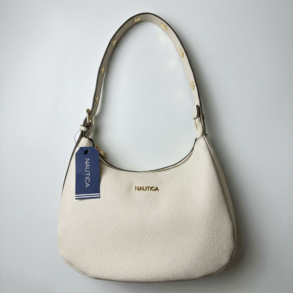 Cartera hobo crema con asa ajustable