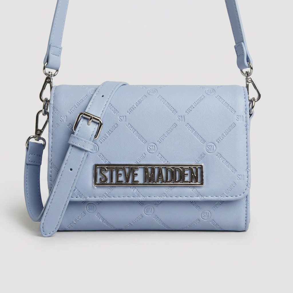 Cartera Steve Madden Crossbody Celeste con Solapa y Correa Ajustable