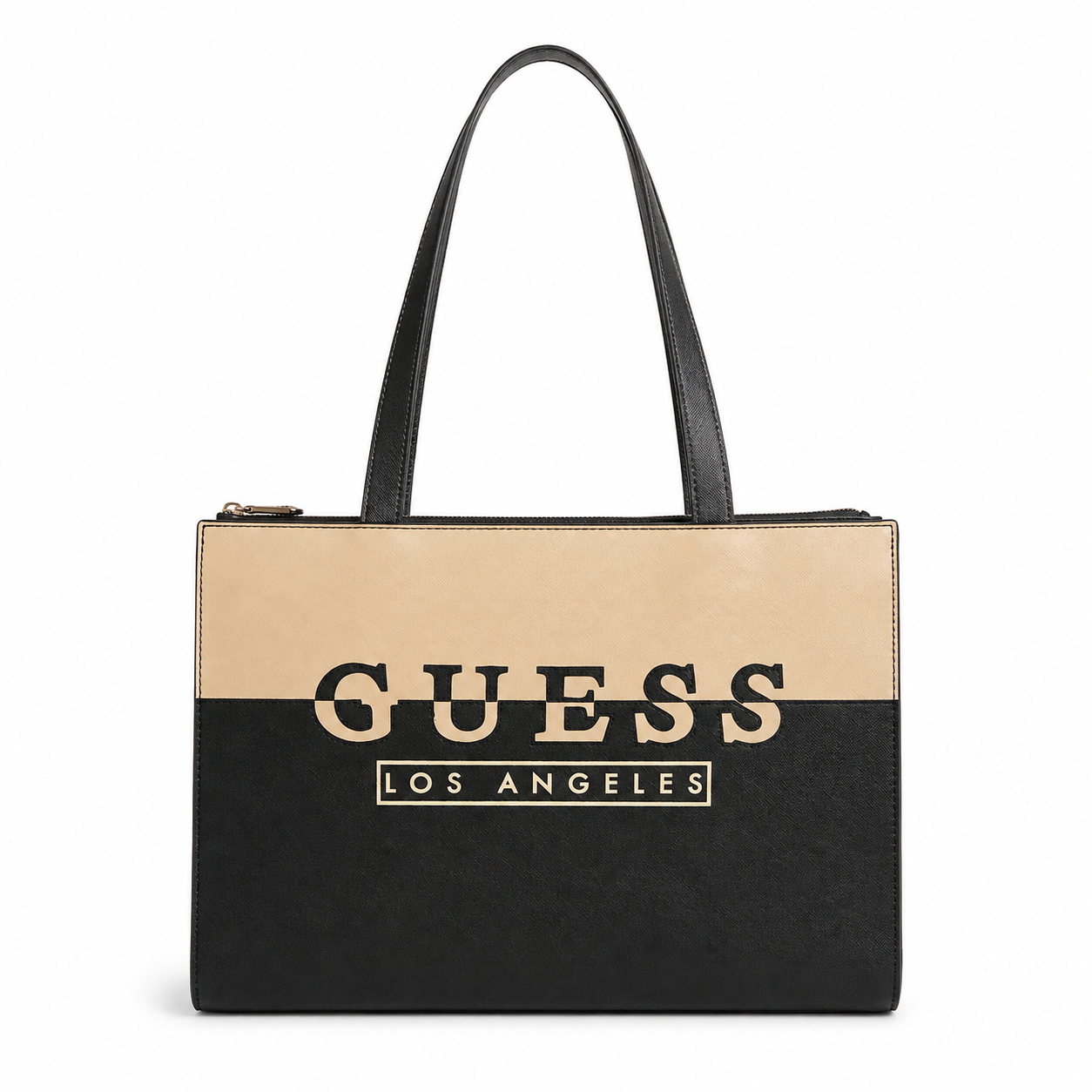Bolso Guess Tote Negro y Beige Logo