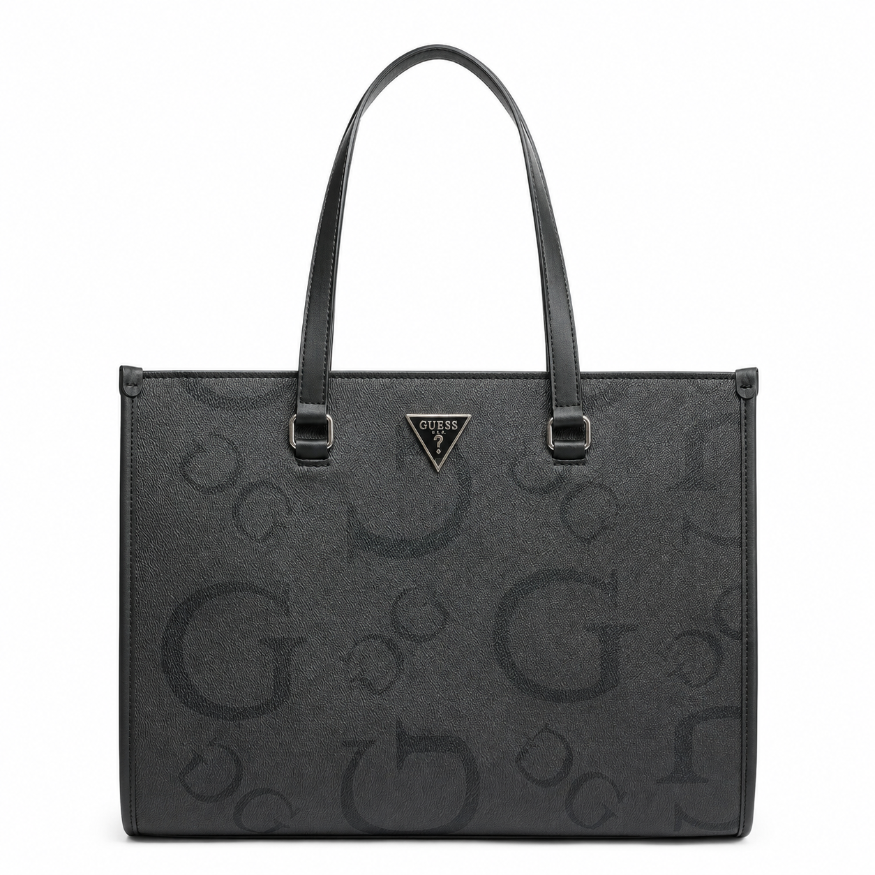 Bolso Guess Tote Negro Logo Jacquard